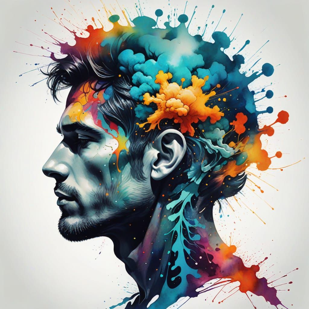 Cosmic Brain Double Exposure Portrait by Seveso