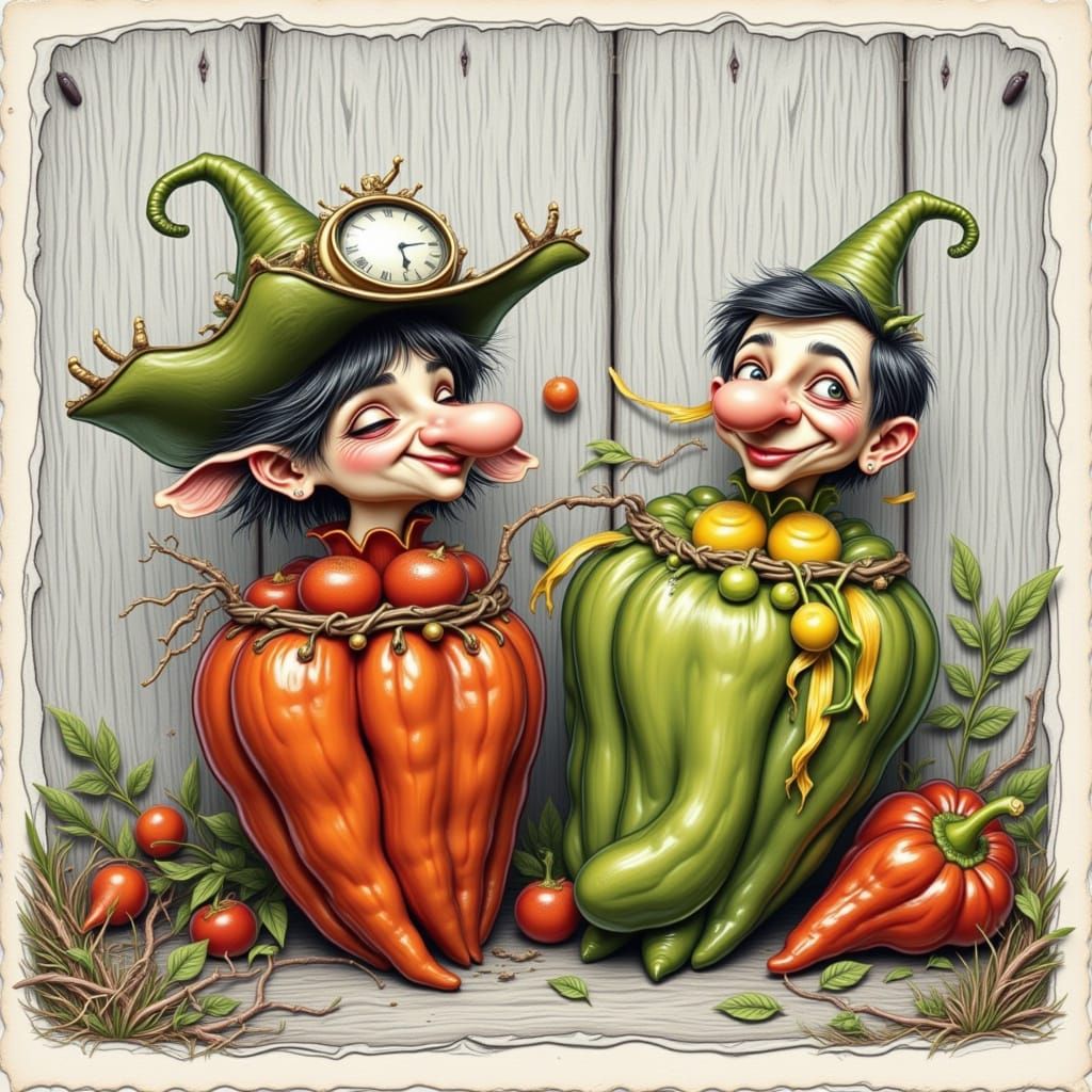 Peter Piper Picks Pickled Peppers in Whimsical Style