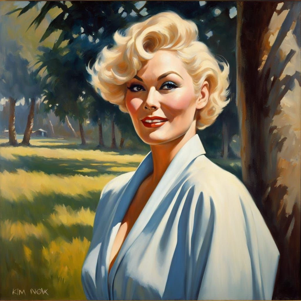 Kim Novak Inspired Portrait in Impressionistic Oil