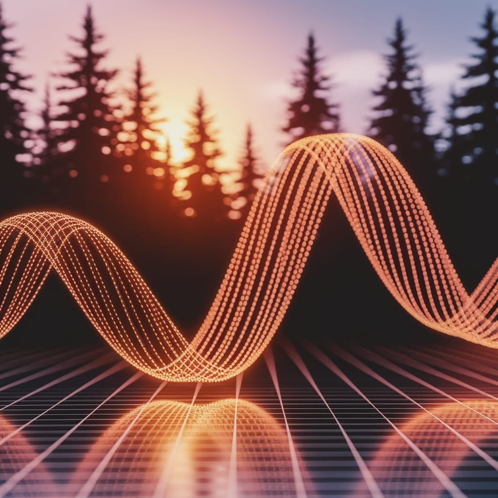Golden Sine Wave Dance at Sunset