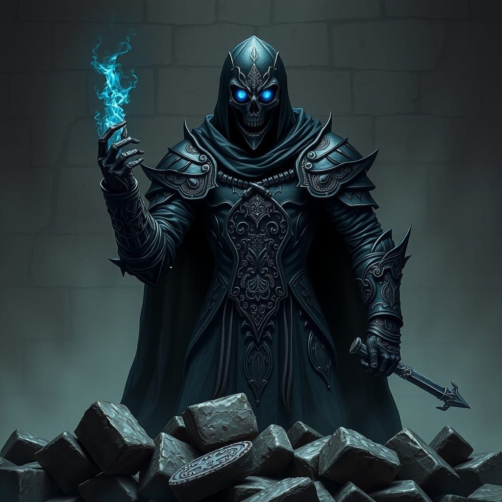 Dark Fantasy Wraith Knight in Black Armor