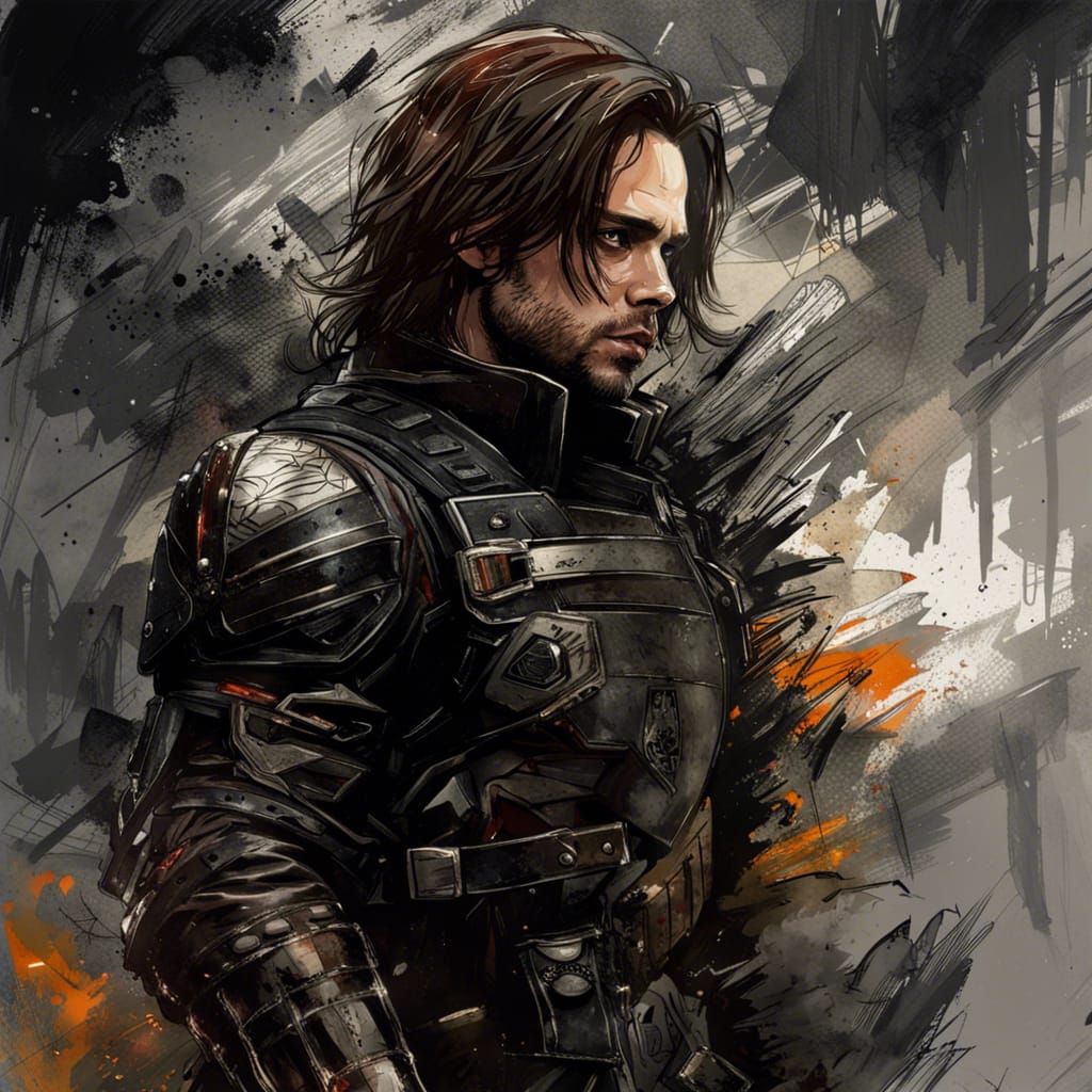 Winter Soldier in High Gothic Dark Fantasy Style