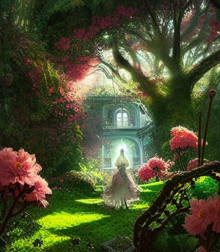 Botanical Arcadia: Intricate City in Lush Arboretum