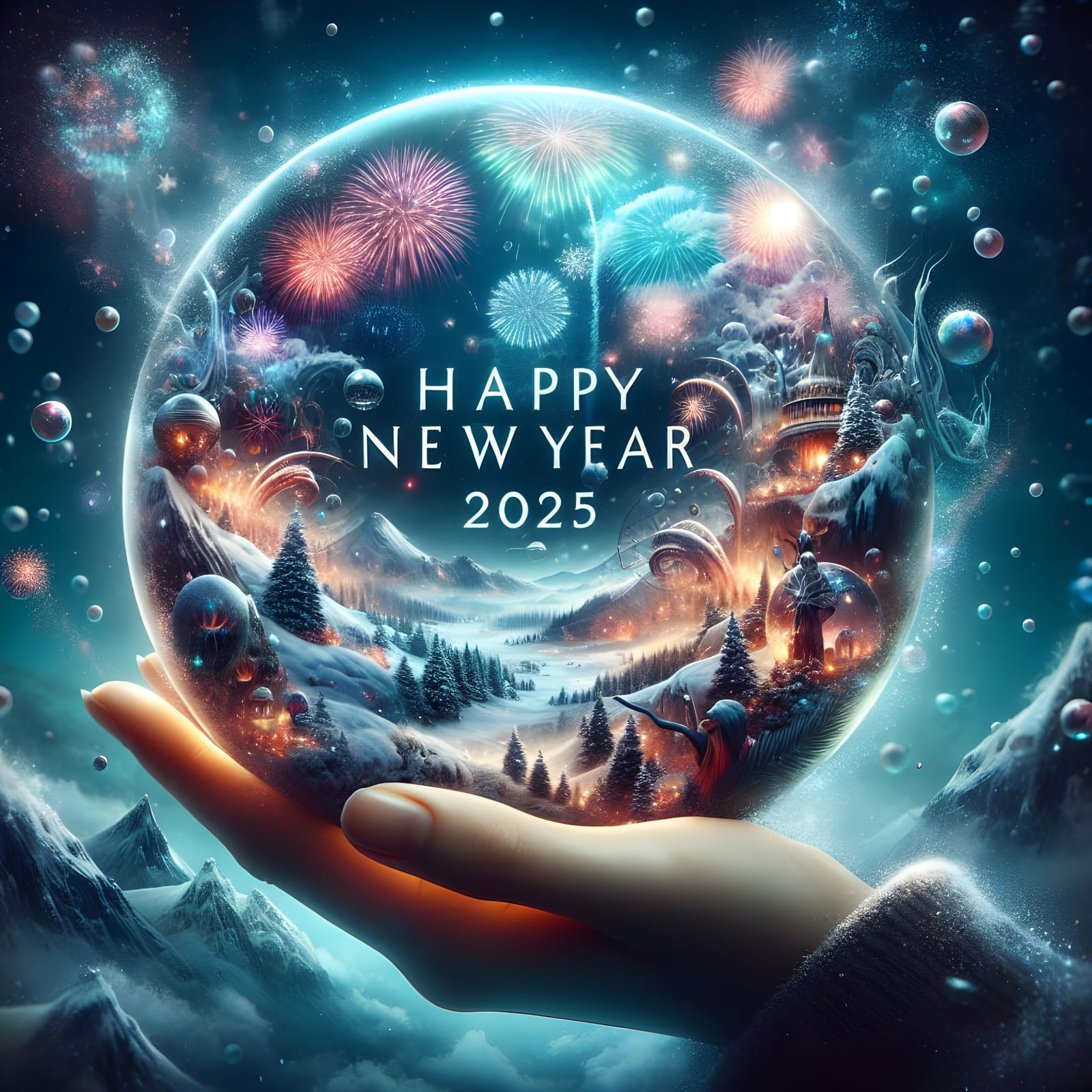 Magical New Year Sphere in Vibrant Matte Painting Style