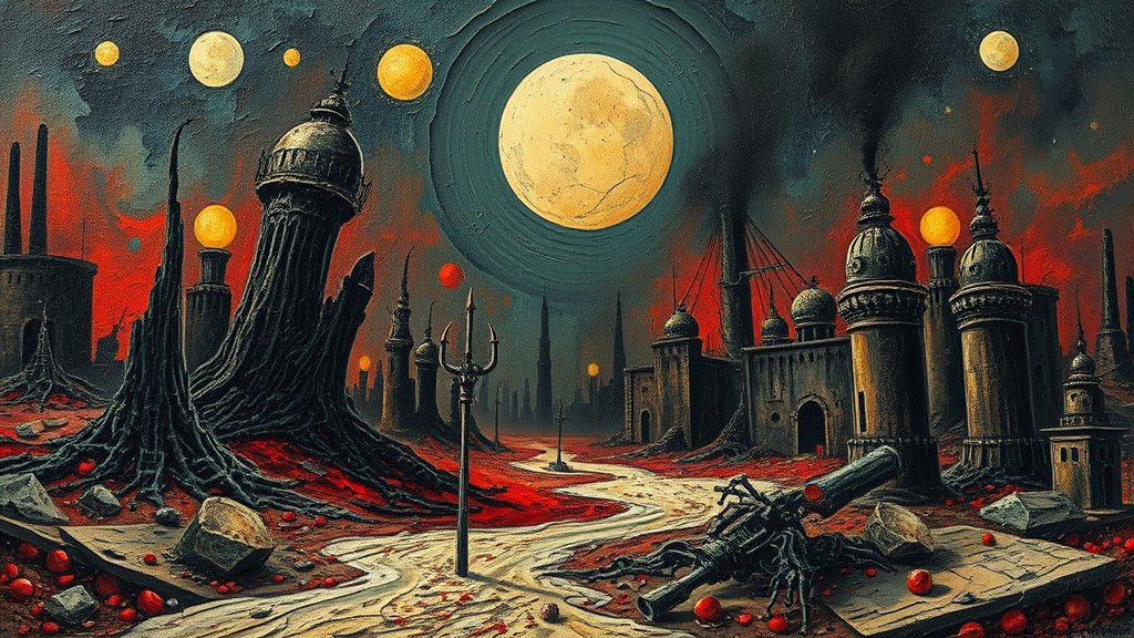 Post-Apocalyptic Heavy Metal Album Cover in Impasto Style