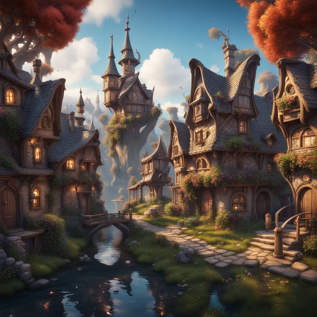 Fantastical Fairy Town Concept Art in 8K