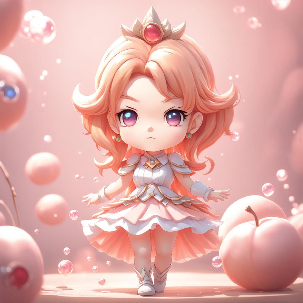 Cute Magic Chibi Peach in 3D Anime Art
