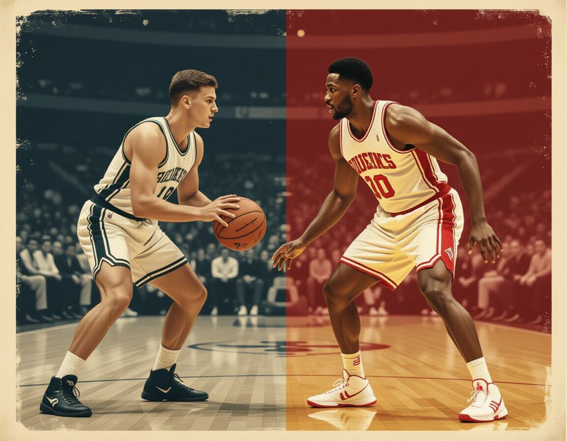 Vintage vs Modern Basketball: A Symbolic Face-Off