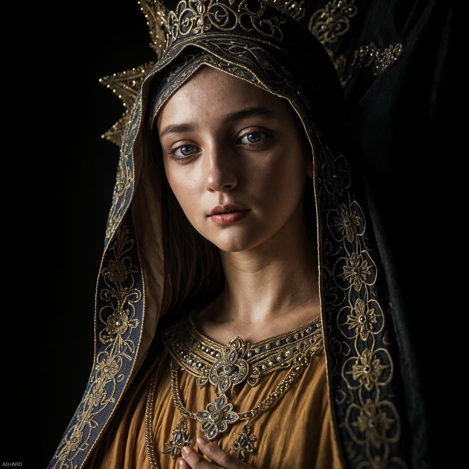 Golden Lady of Aparecida in Dramatic Lighting