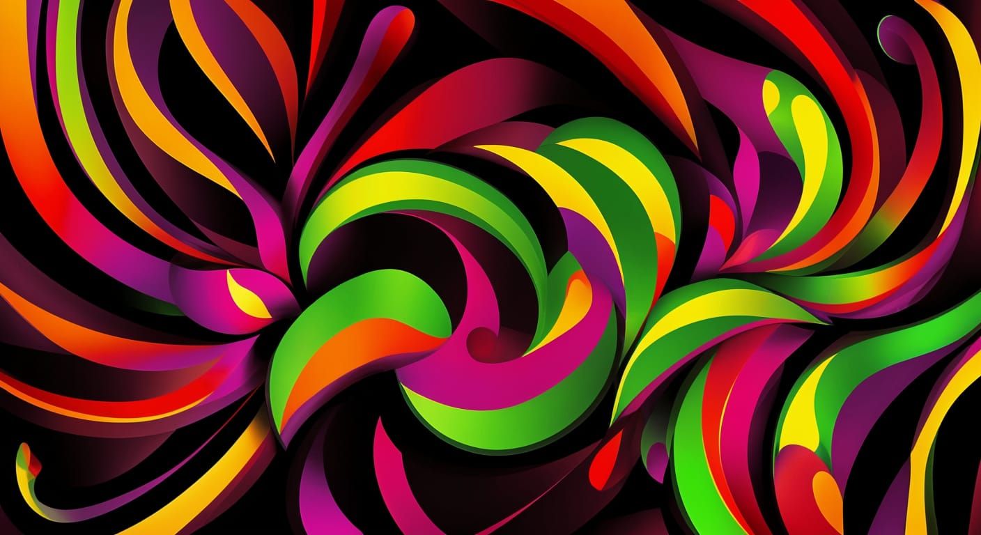 Vivid Radiant Abstract Ornament with Curving Lines