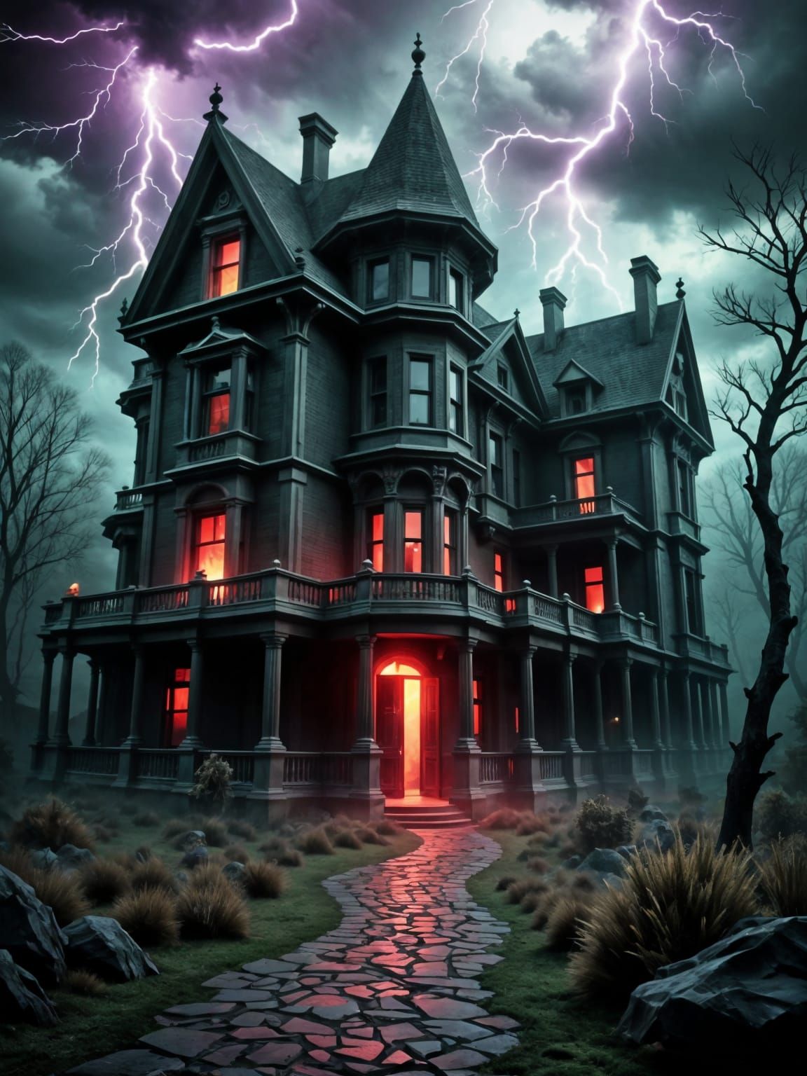 Gothic Victorian Mansion on a Desolate Cliffside