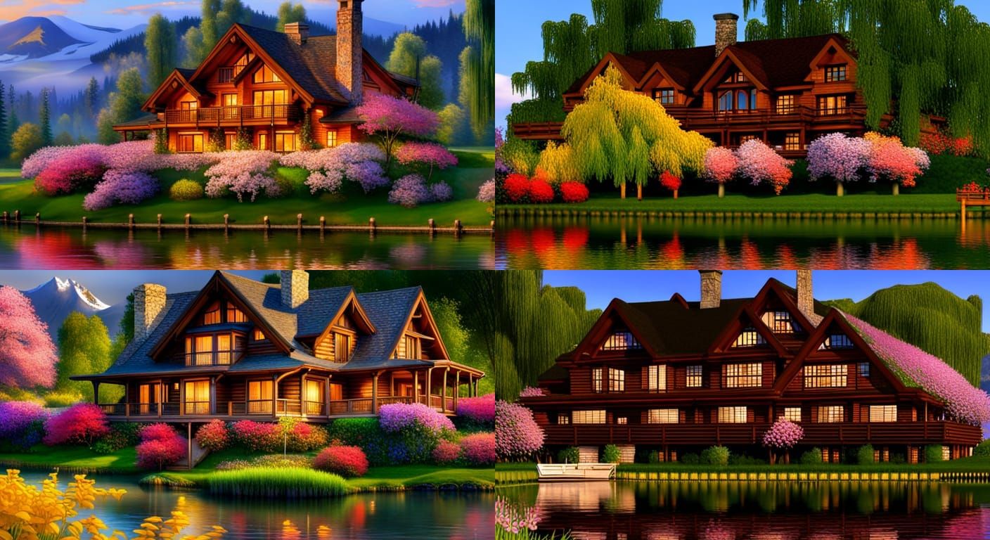 Lakeside Log Cabin Mansion in HD