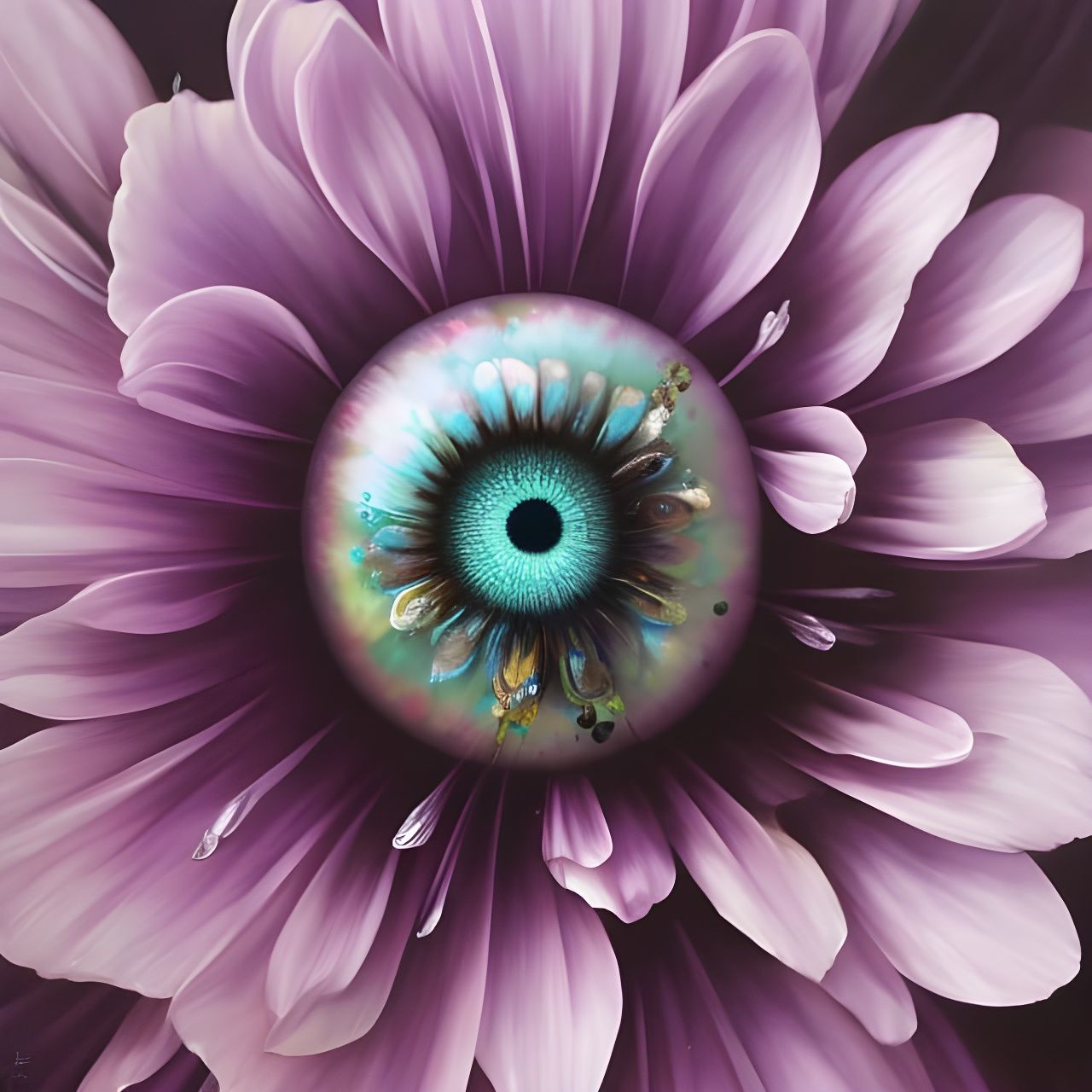 Ethereal Eyeball Flower in Surrealist Goth Art Style