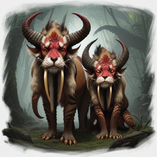 Surreal South American Jungle Beast with Antelope Horns and ...