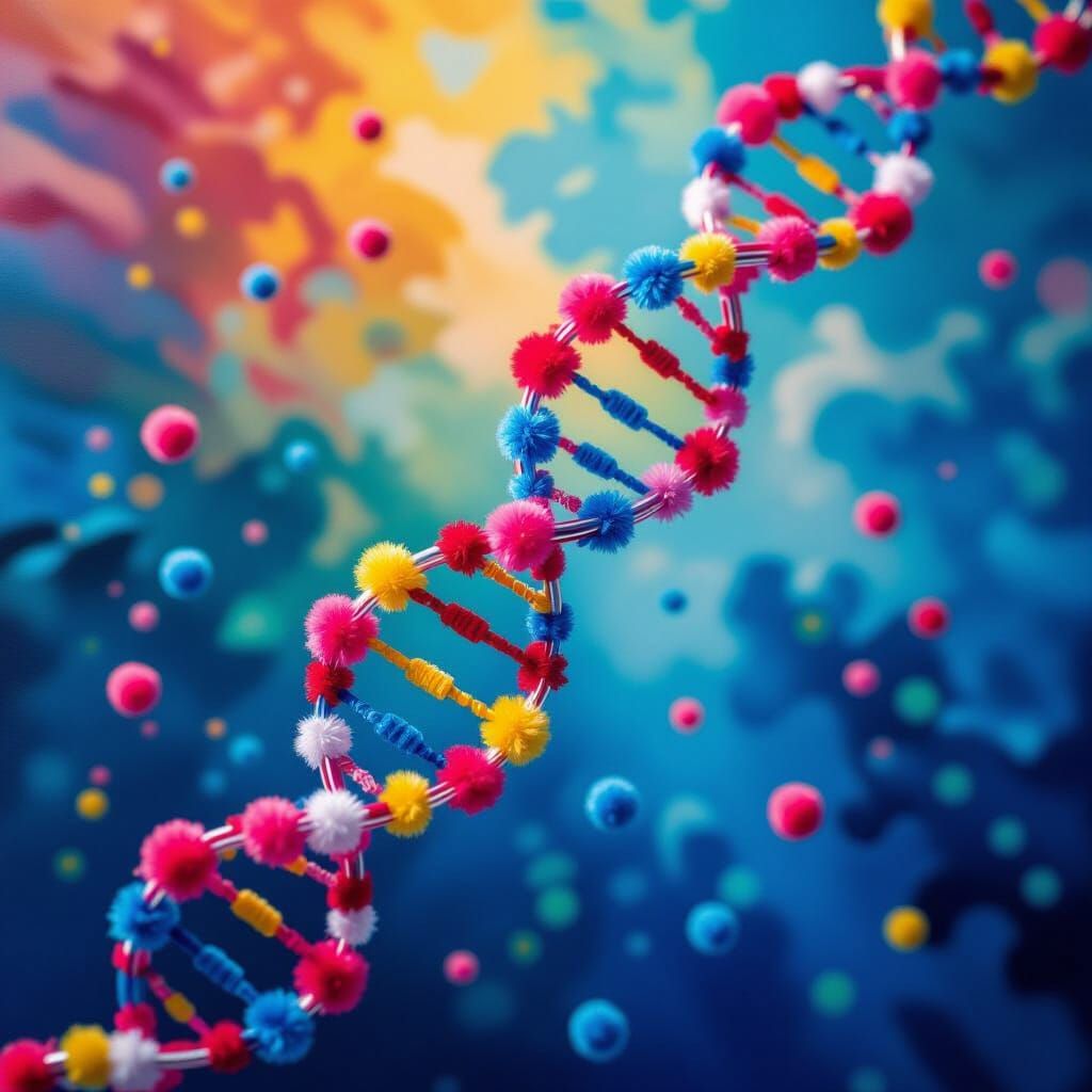 Hyperrealistic DNA Strand in Splash Art Style