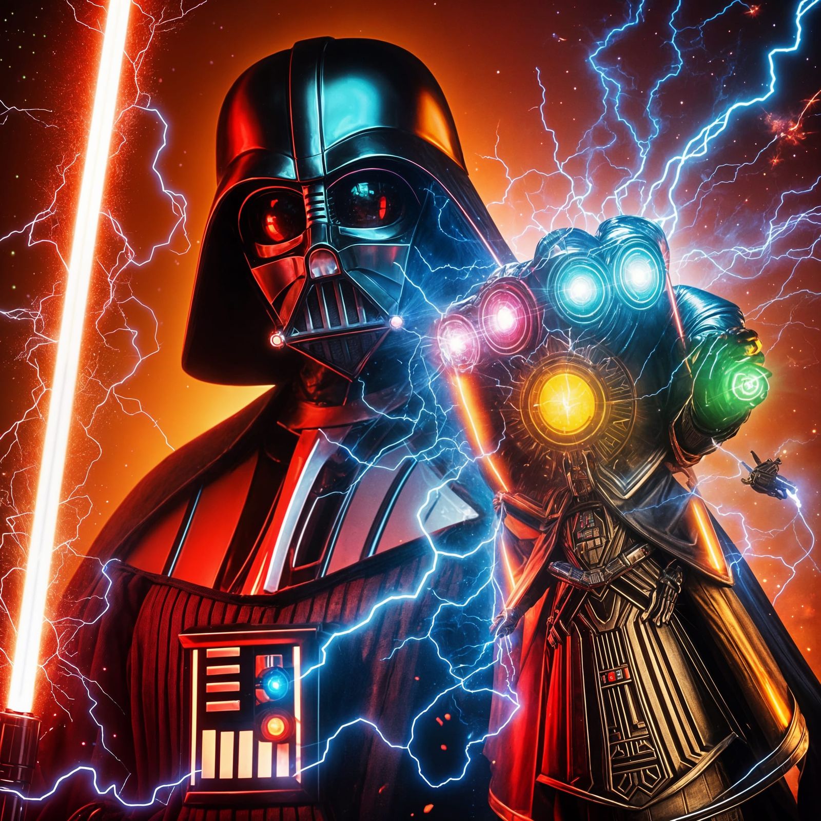 Darth Vader Wields Infinity Gauntlet in Mustifarian Darkness
