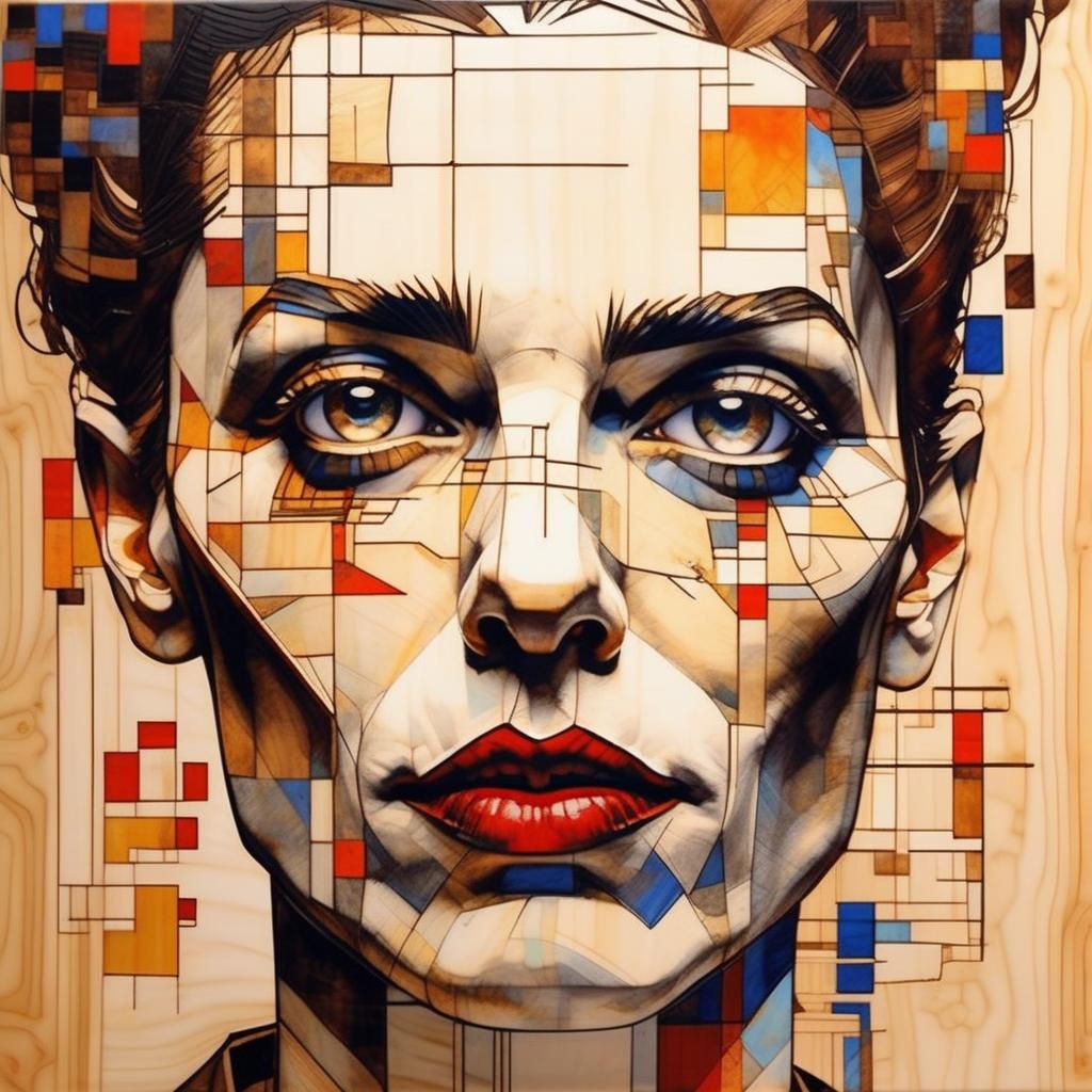 Bohemian Vampire Portrait in Geometric Funk Art Style