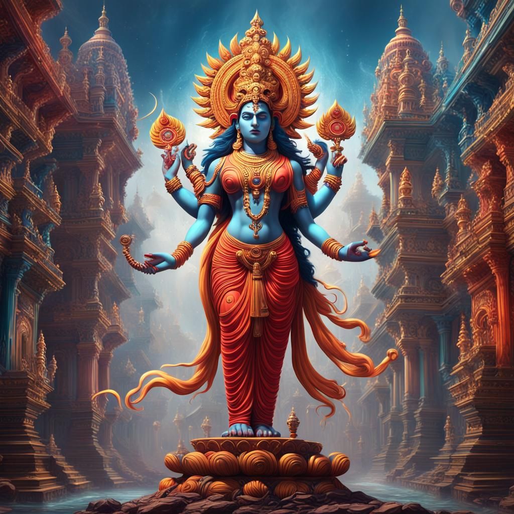 Ardhanarishvara: Unity in Detailed Digital Painting