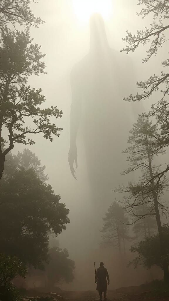 Mist Horror: Towering Tendrils in a Gustave Doré Style