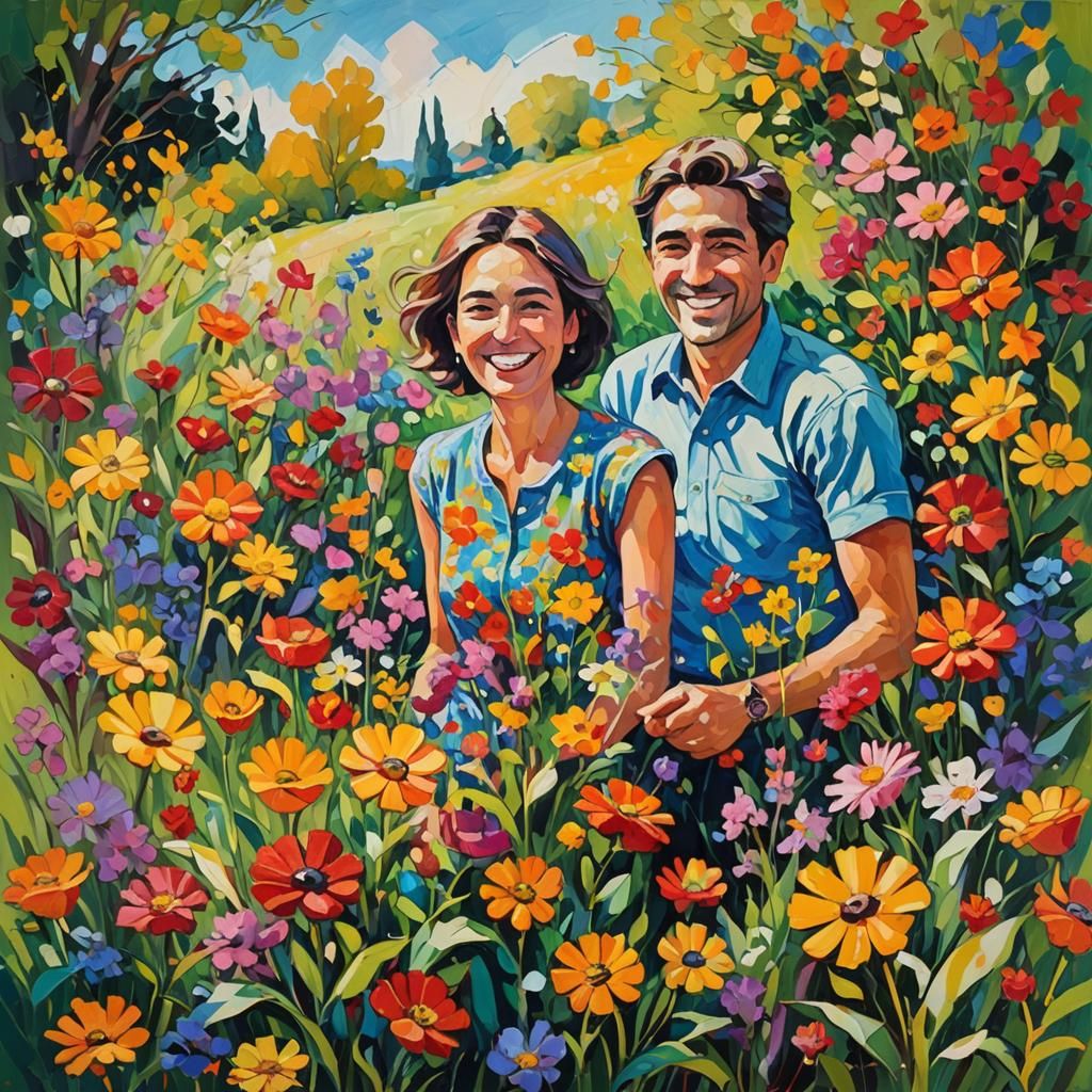 Smiling Person in Sunny Garden: Fauvist Painting