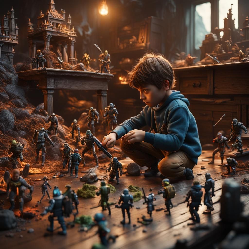 Child's Fantasy World: Action Figures in Detailed Matte Pain...