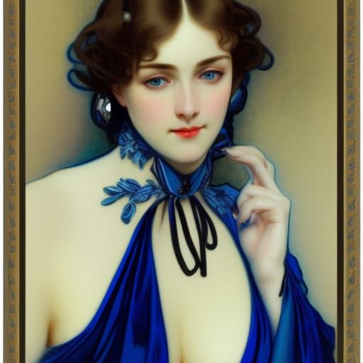Elegant Duchess Undressing in Art Nouveau Style