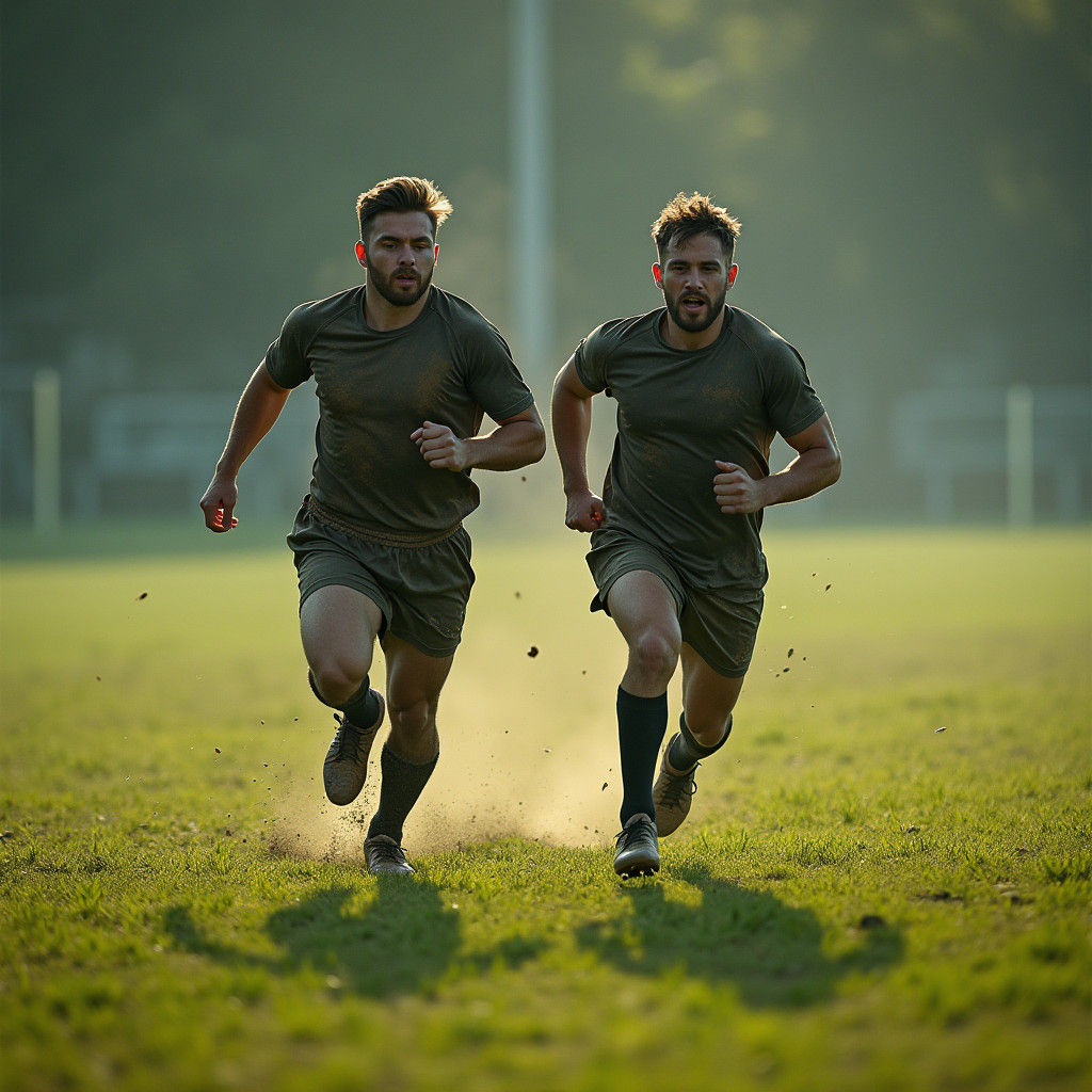Rugby Players Sprinting in Cinematic Style