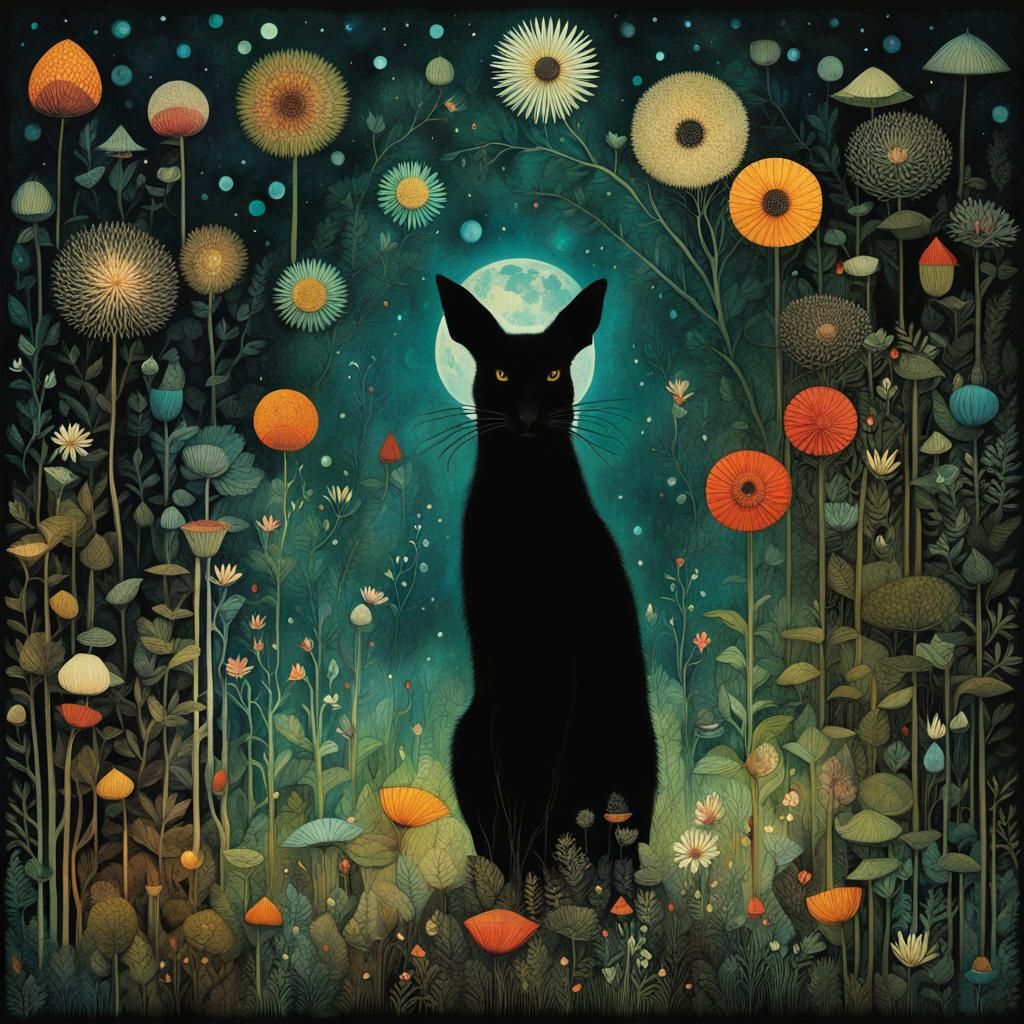 Night Scented Stock in Folk Art Collage