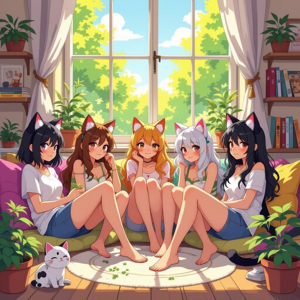 Feline Friends Bask in Whimsical Bliss