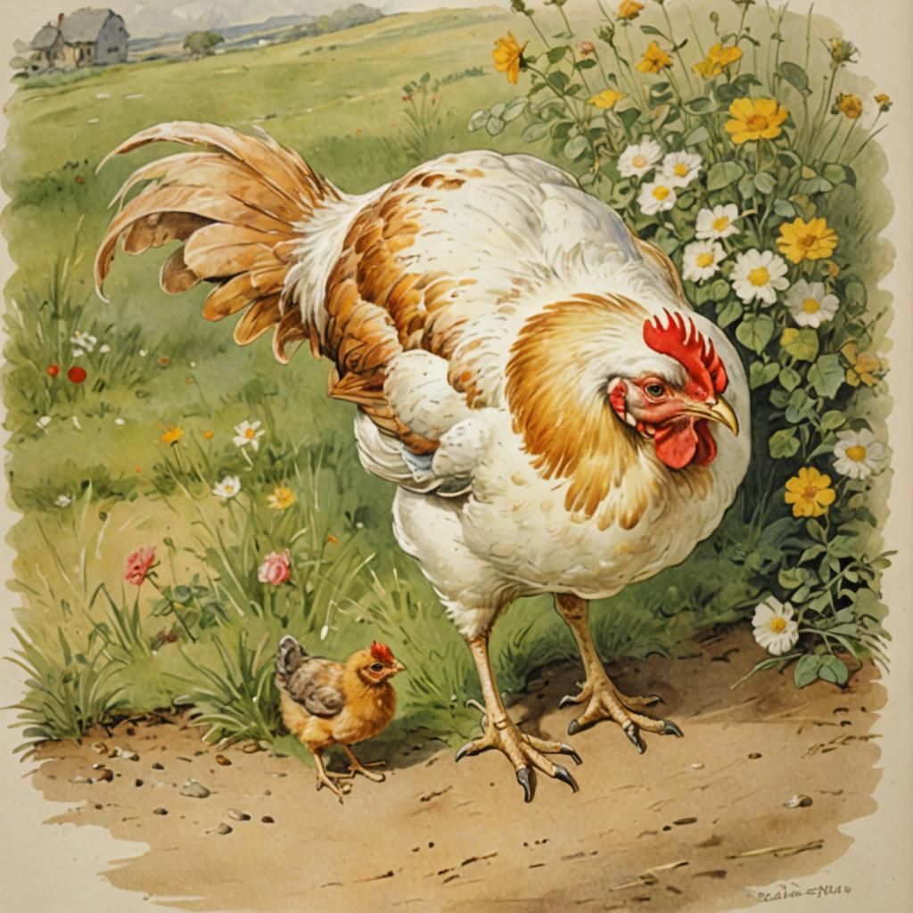 Charming Chicken Illustration in Storybook Style