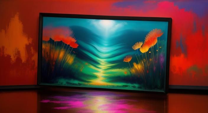 Gelatinous Organism in Meadow: Orphism Landscape Painting