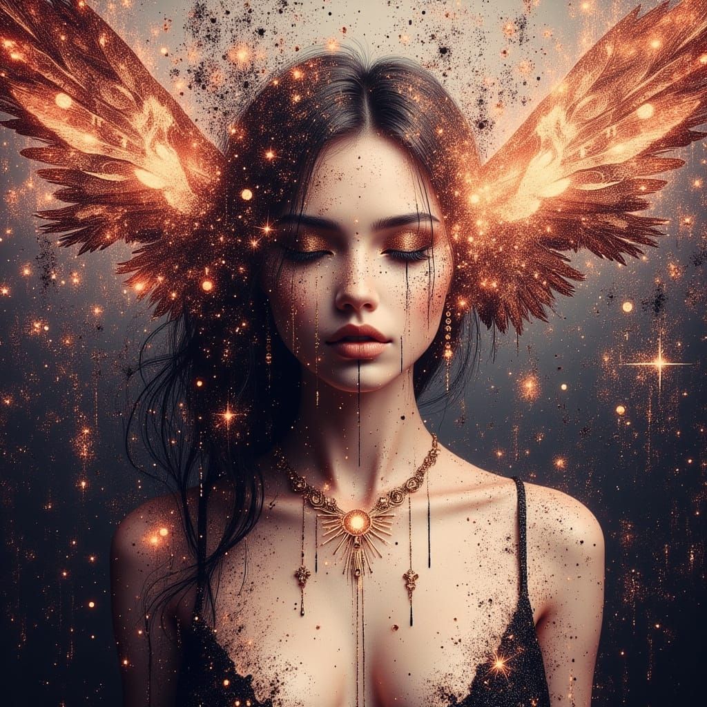 Glowing Quantum Goddess in Ethereal Blush