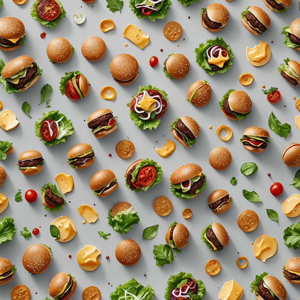 Hyper-Realistic Burger Food Illustration in 8k