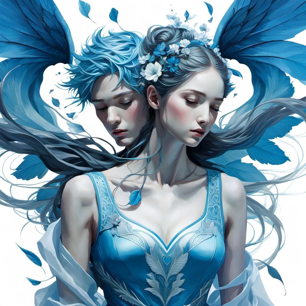 Elegant Blue Dancers Fall in Love