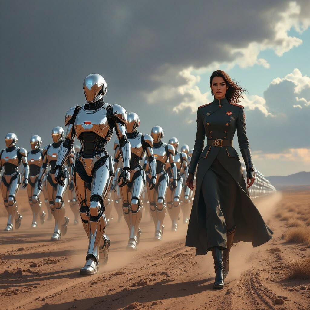 Woman Leads Robot Army in Epic Digital Matte Painting