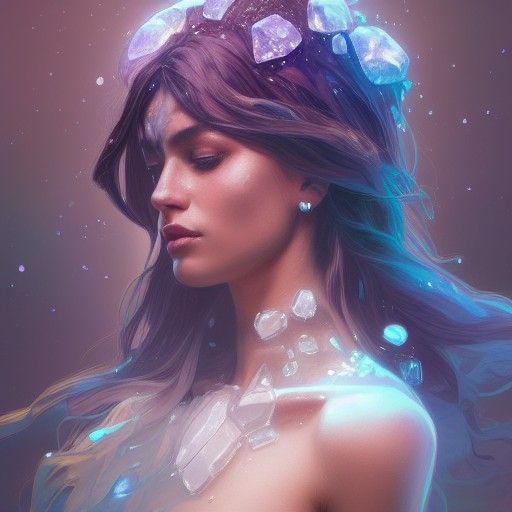 Hyperdetailed Crystal Woman Portrait in 8K Resolution