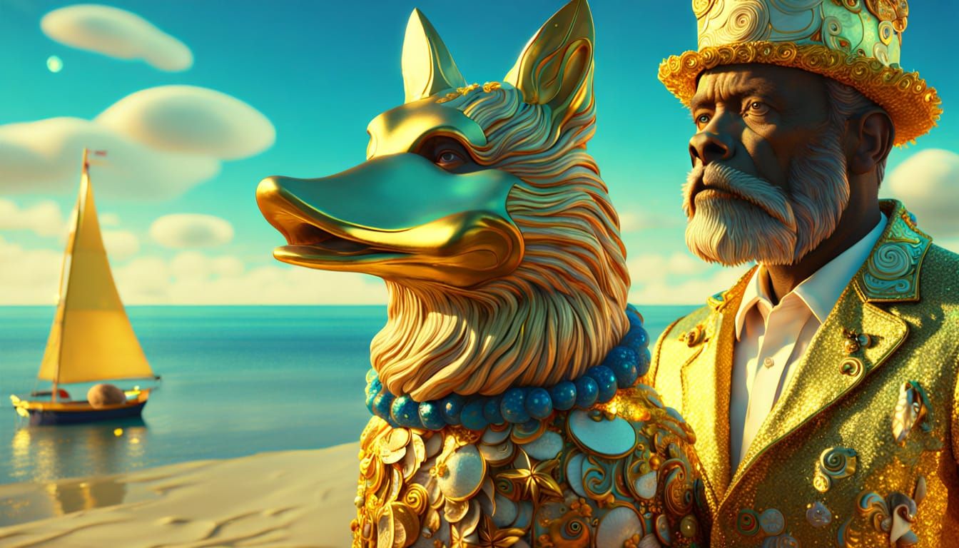 Werewolf on Holiday in Gustav Klimt Style