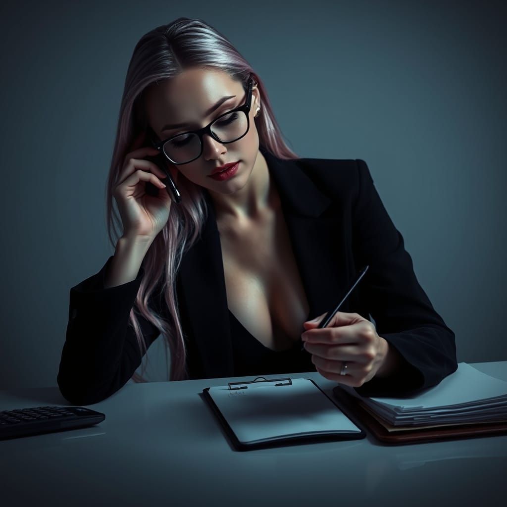 Elegant Woman in Moody Darkroom Setting