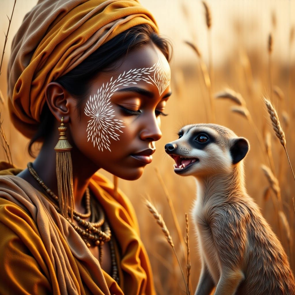 San bushman girl unlikely friendship with a Meerkat