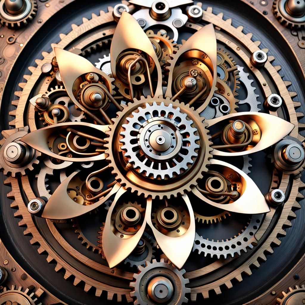 Steampunk Flower Made of Metal Gears