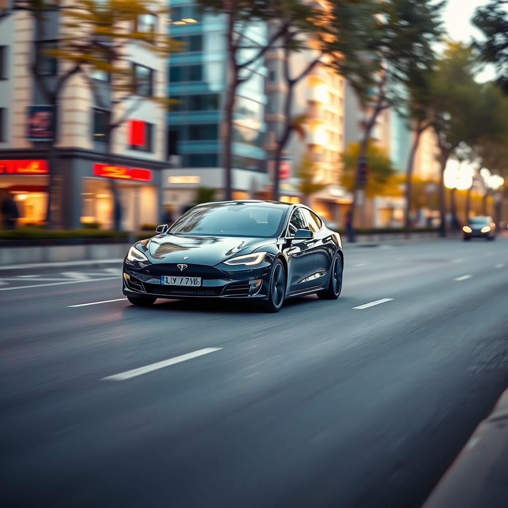 Luxury Electric Car Cruises Through Tel Aviv Streets