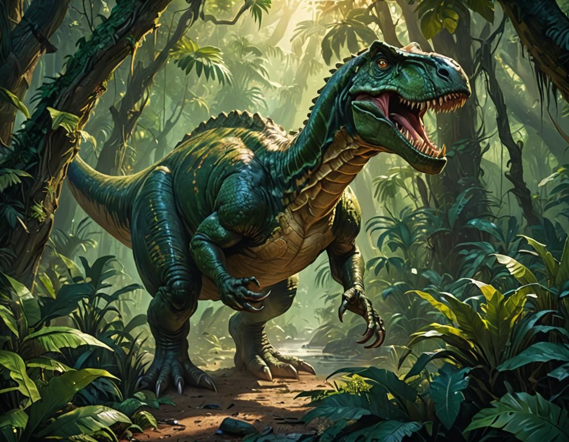 Tyrannosaurus Duck Rampage in Primeval Jungle