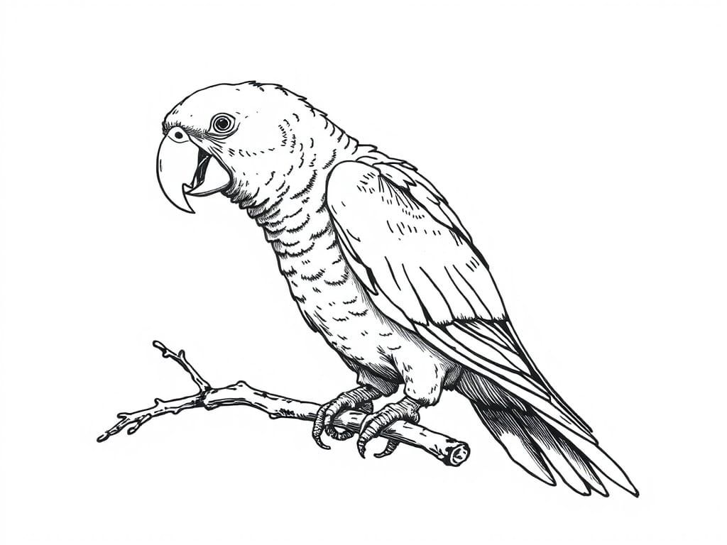 Parrot in Pen and Ink Drawing Style