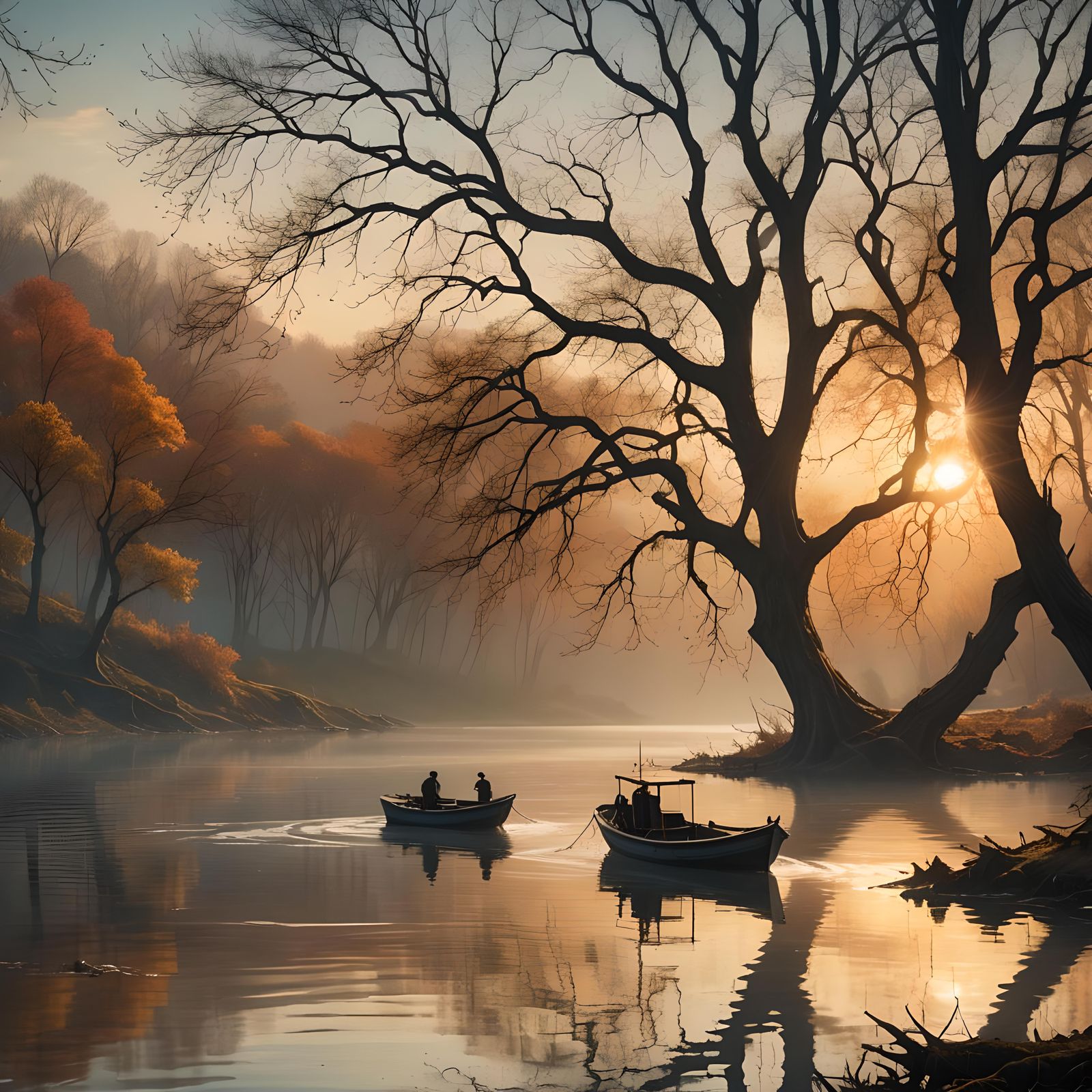 Fishing Boat at Sunrise: Fantasy Concept Art