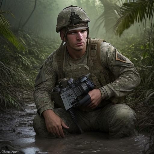 Soldier Sinking: Realistic War Photography in Jungle