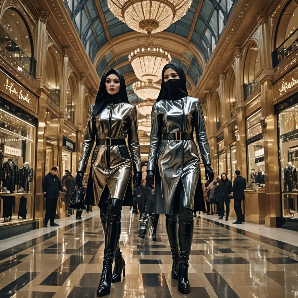 Muslim Women in Latex Shop at Harrods