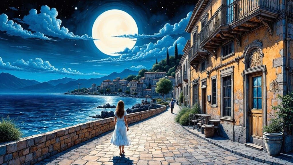 Moonlit Stroll in Palma de Mallorca