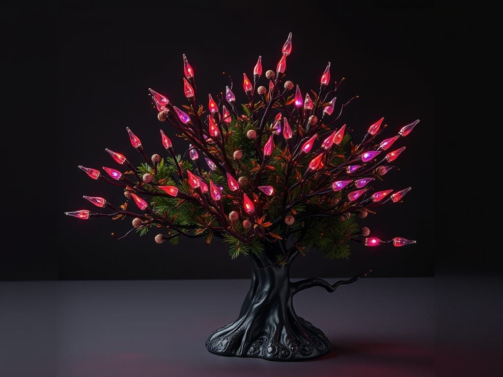 Burning Bush Sculpture in Lush Jungle Aesthetic