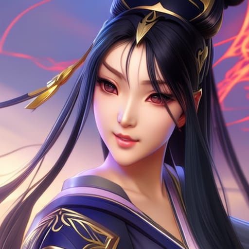 Beautiful Chinese Girl Portrait in Hyperdetailed Style