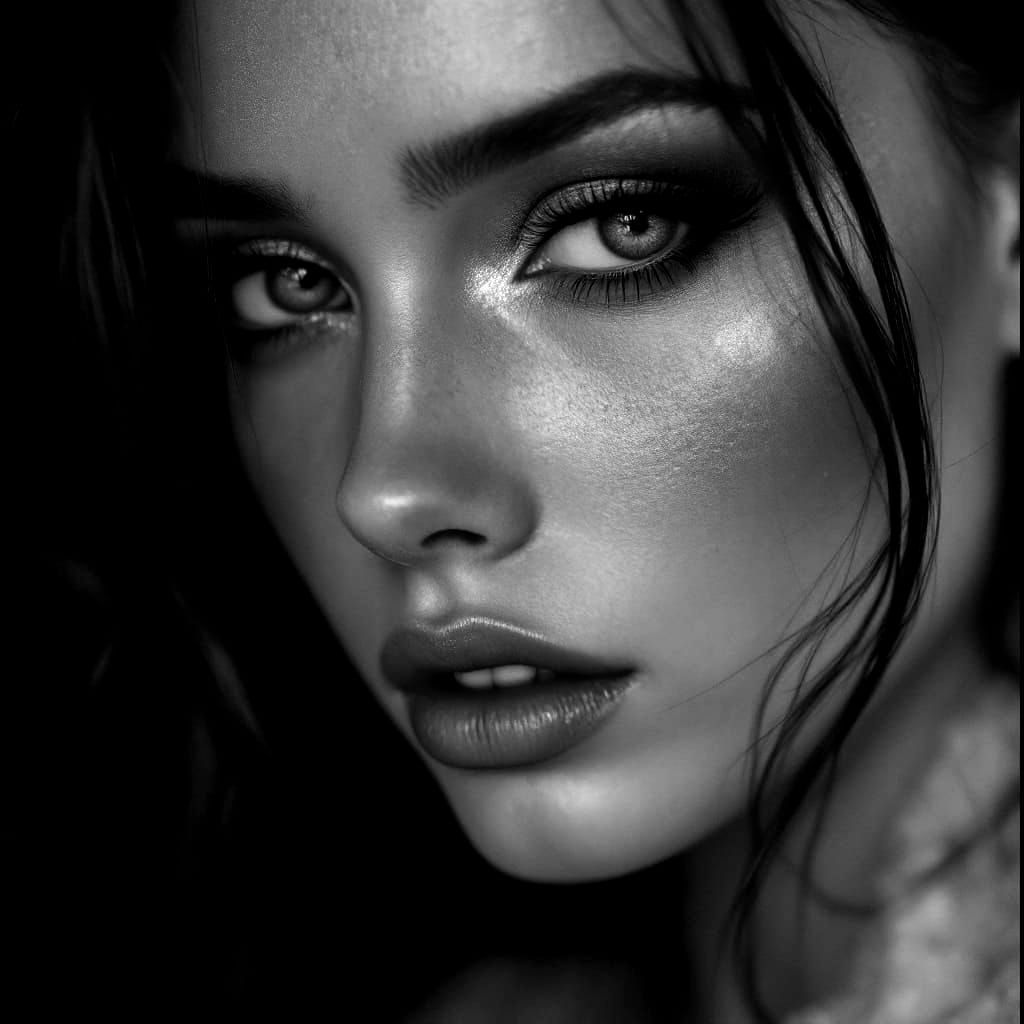 Gaunt Supermodel with Heavy Makeup in 8k